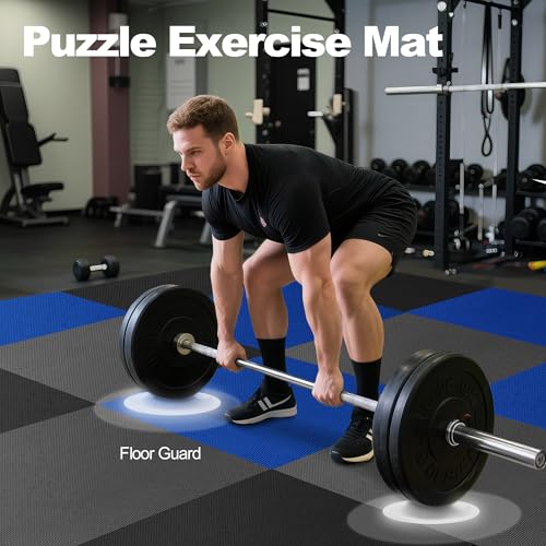 1" Thick EVA Interlocking Foam Gym Flooring Mat, 6 Tiles, Black M5857