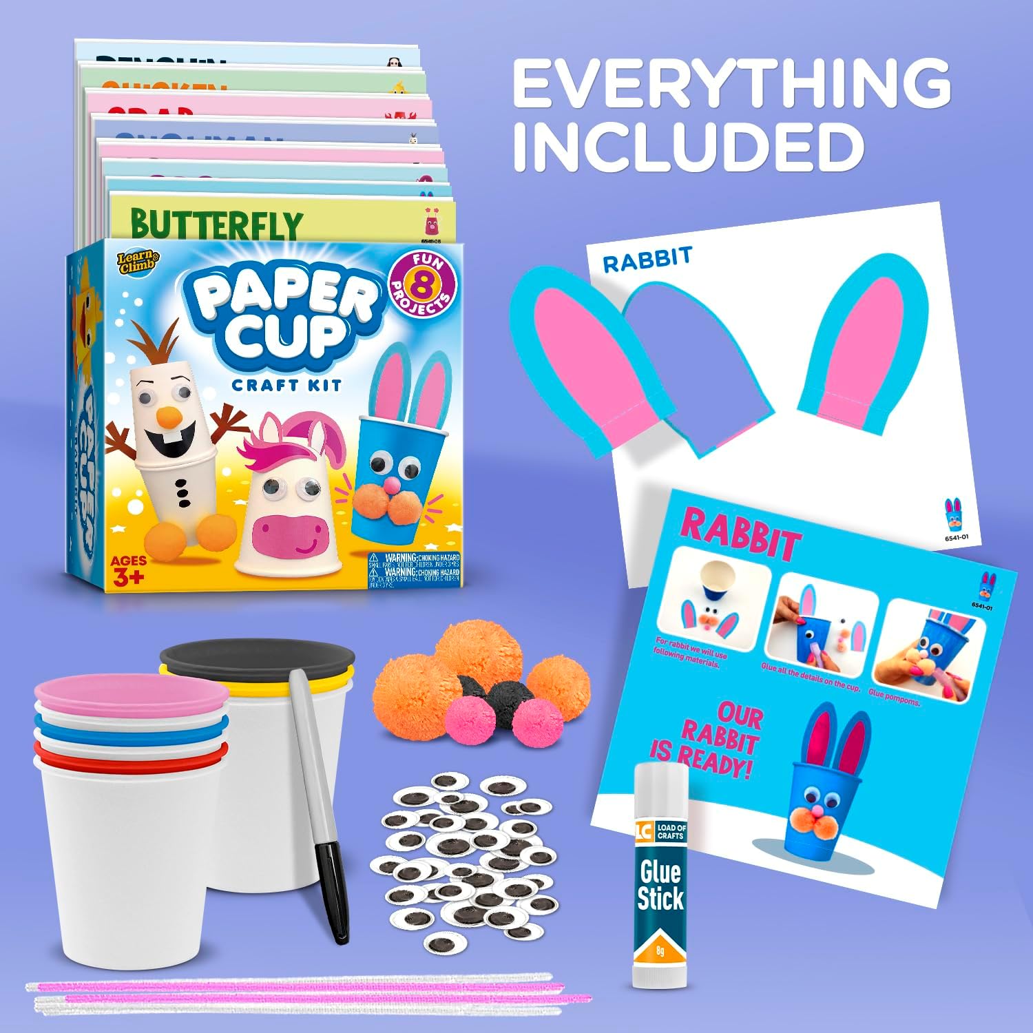Kids Arts and Crafts Kit - 8 Animal Projects for Ages 3-8 Y559