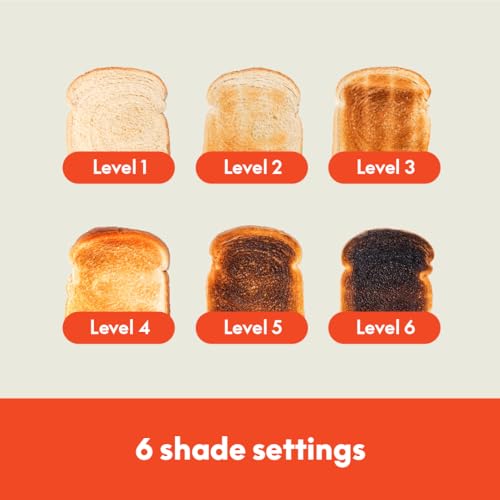 2 Slice Slim Toaster with 6 Shade Control, Reheat & Cancel, Removable Crumb Tray E366018