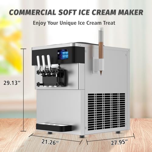 Soft Serve Ice Cream Machine 3 Flavors with Pre-Cooling and Auto Clean I604866