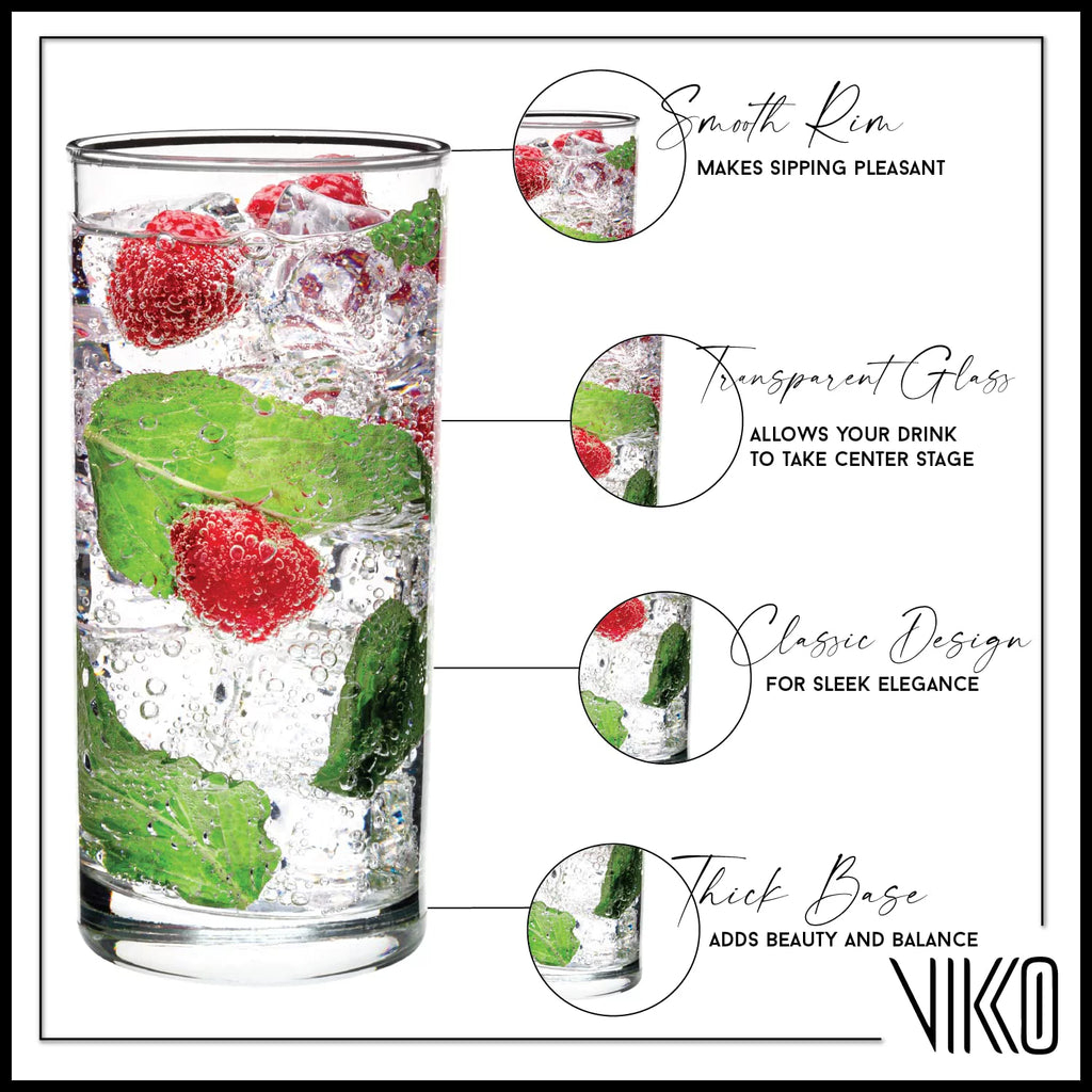 Water Glasses, Set of 12, 12.25 oz Tall Tumbler, Dishwasher Safe F49402