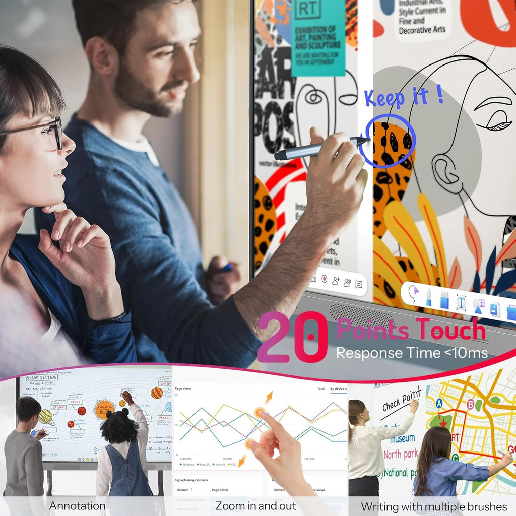 55" Interactive Whiteboard with 4K Touchscreen and Stand K7738