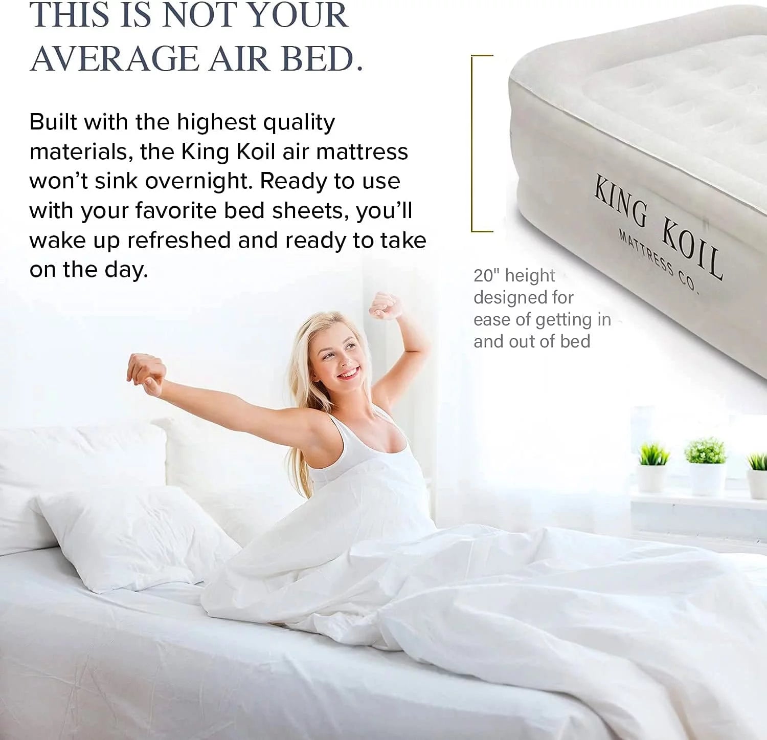 Twin Air Mattress with Built-in Pump, Double High Raised Airbed for Guests F944