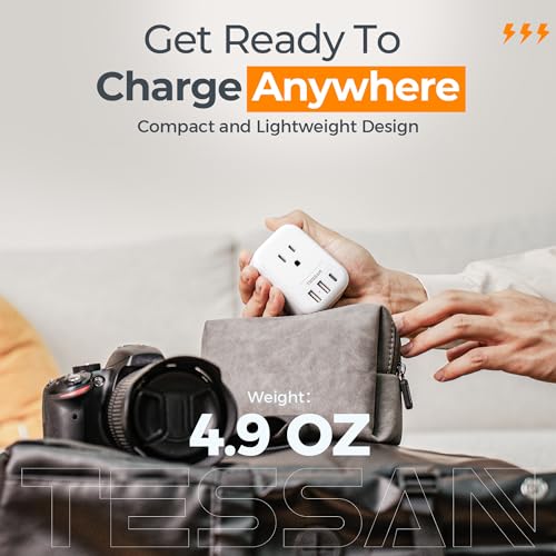 Travel Plug Adapter USB C with 4 AC Outlets and 3 USB Ports U95340