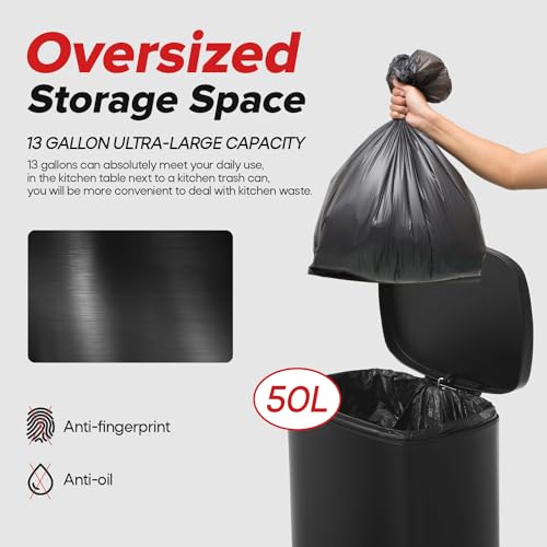 13 Gallon Stainless Steel Step Trash Can for Home Kitchen S936569