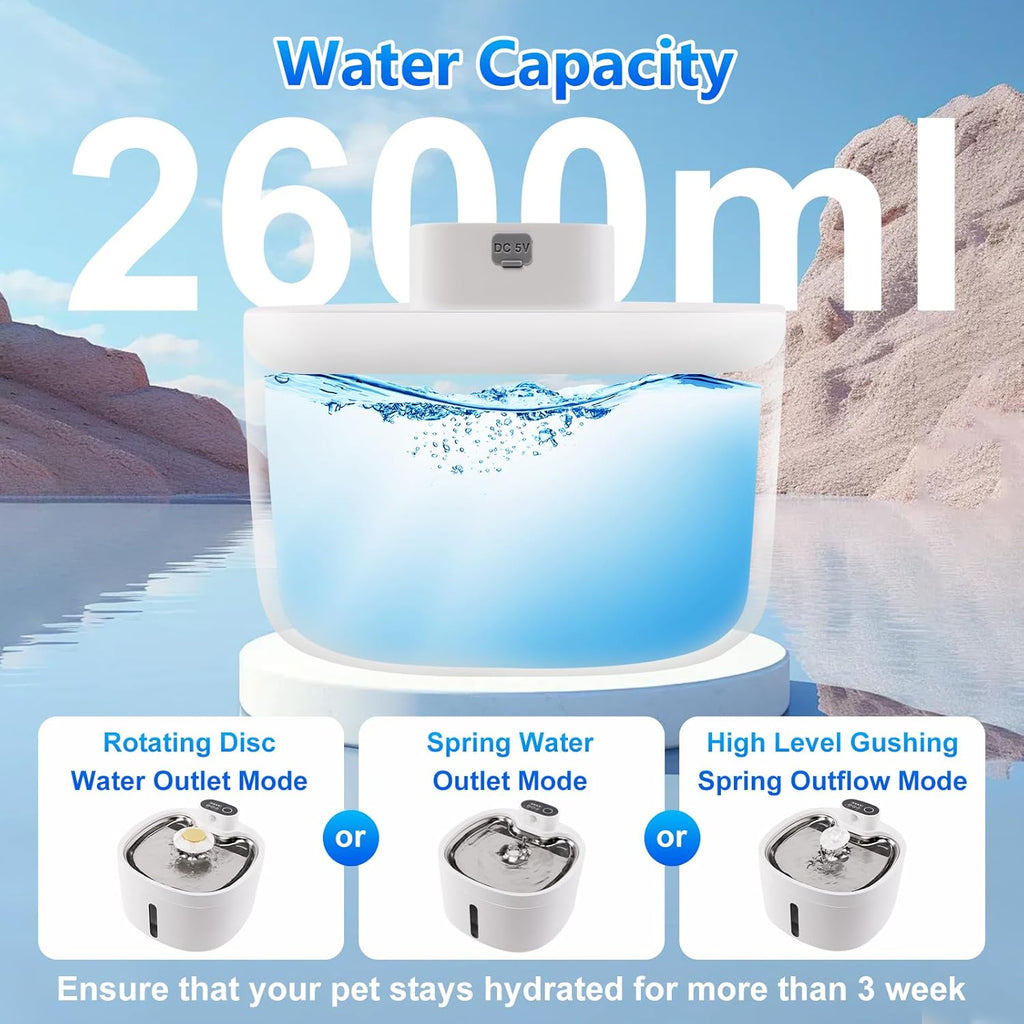 Automatic Dog Water Dispenser with Stainless Steel Tray, 2.6L Z656188
