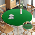 Obstal Fitted Round Table Cloth, Reversible Waterproof Stain Resistant Elastic Stretch Tablecloth, Wipe Clean Table Cover for Outdoor/Indoor Use, Fits Round Tables up to 40" - 44" Diameter, Red