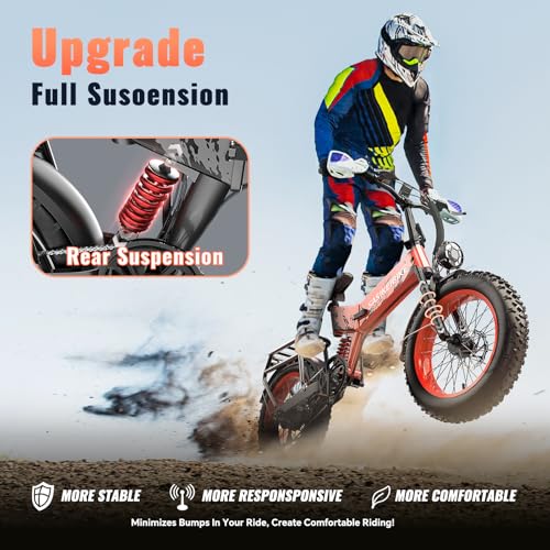 Folding Electric Bike for Adults Full Suspension, 20" Fat Tire D6225