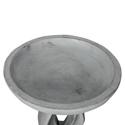 Wood-Look Concrete Bird Bath with Decorative Faux Bird A9133
