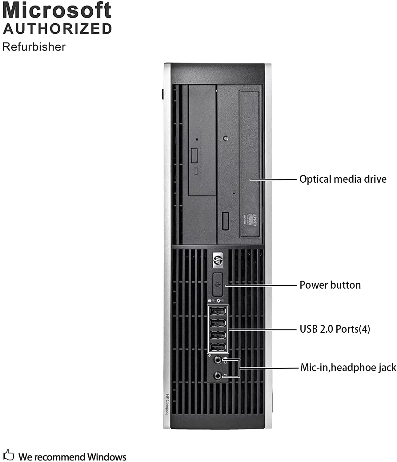Refurbished Desktop Computer Tower PC, Intel Quad Core i3, 4GB RAM, 2TB HDD, Windows 10 Pro, with Keyboard and Mouse E174685