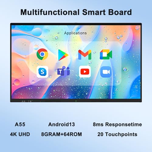 85″ Smart Board, 4K UHD Touchscreen Interactive Whiteboard for Business Office Classroom B276
