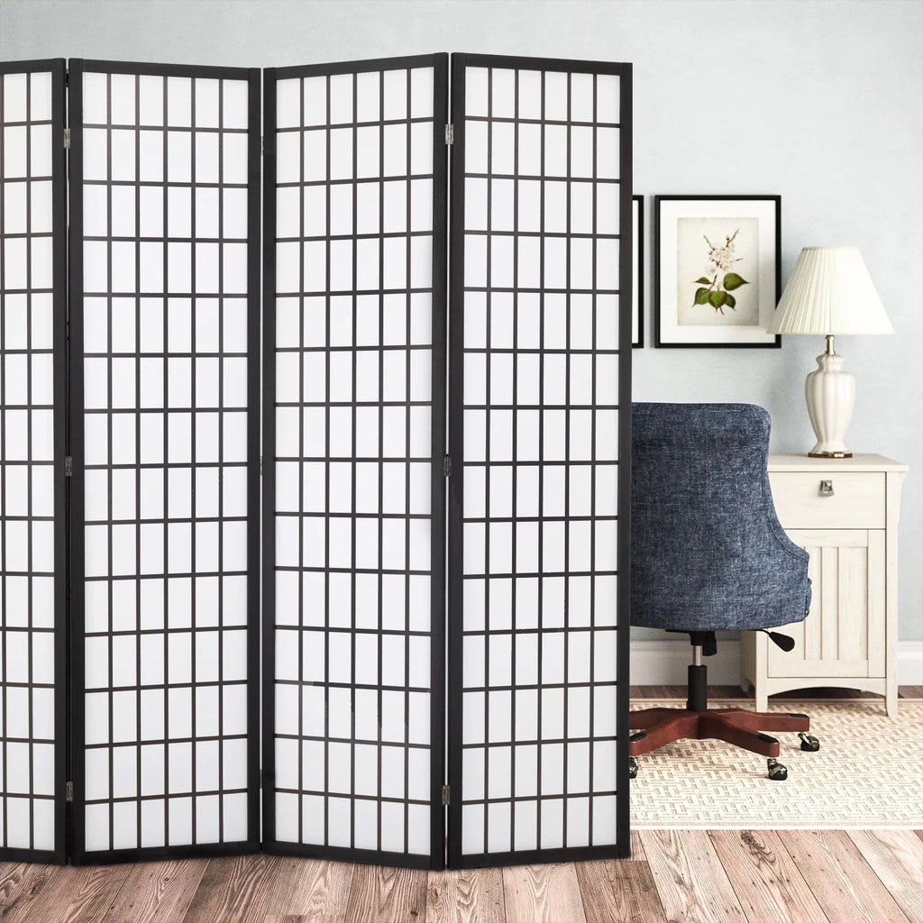 4 Panel Wood Room Divider Folding Privacy Screen 71" Tall Portable Partition S9377