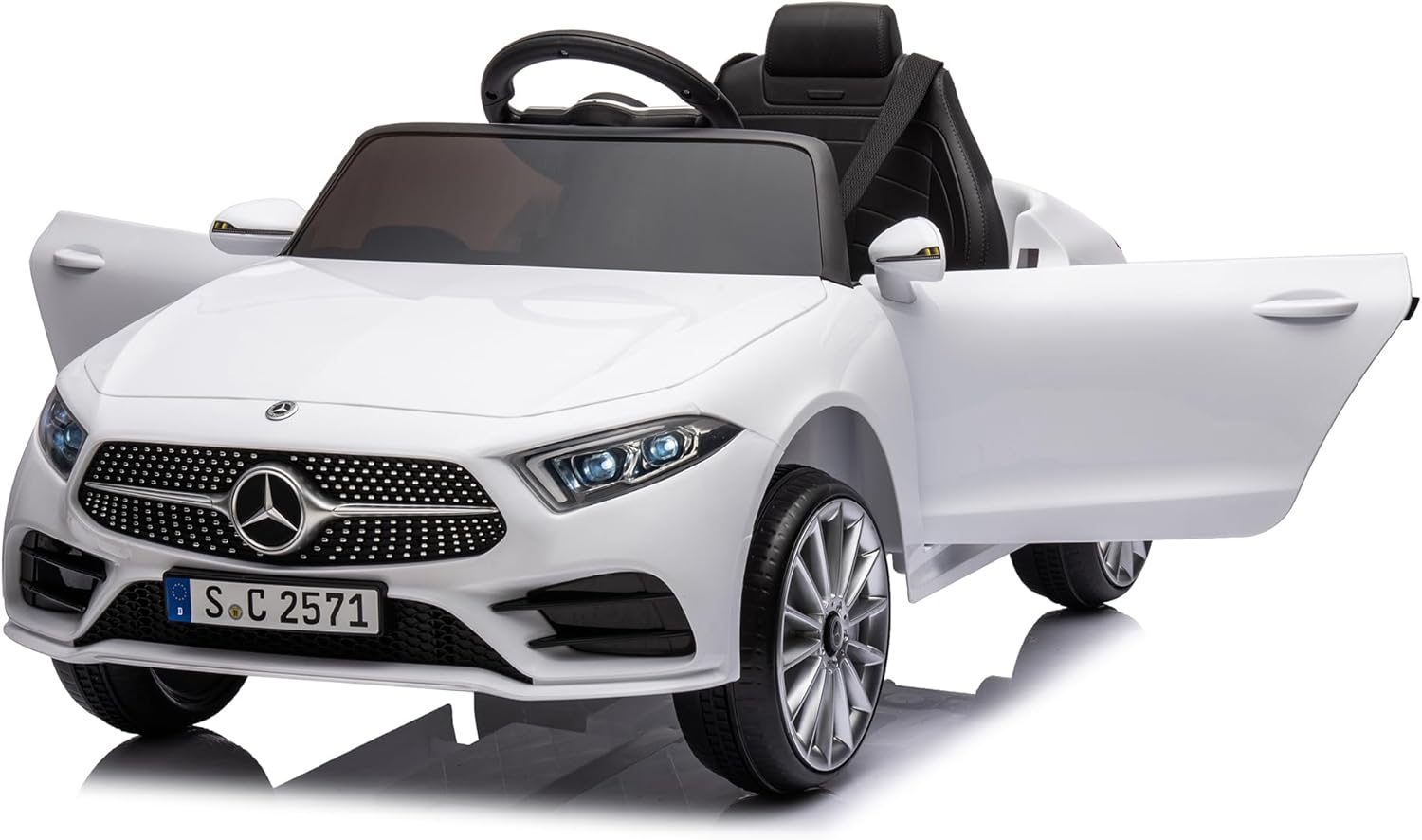 12v Battery Kids Ride on Electric Vehicles Cars Power Wheel Toy Mini Car for Age 1-6 Toddler Baby to Drive with Steering Remote Control Mercedes Benz Kid Car for Boys Girls - White