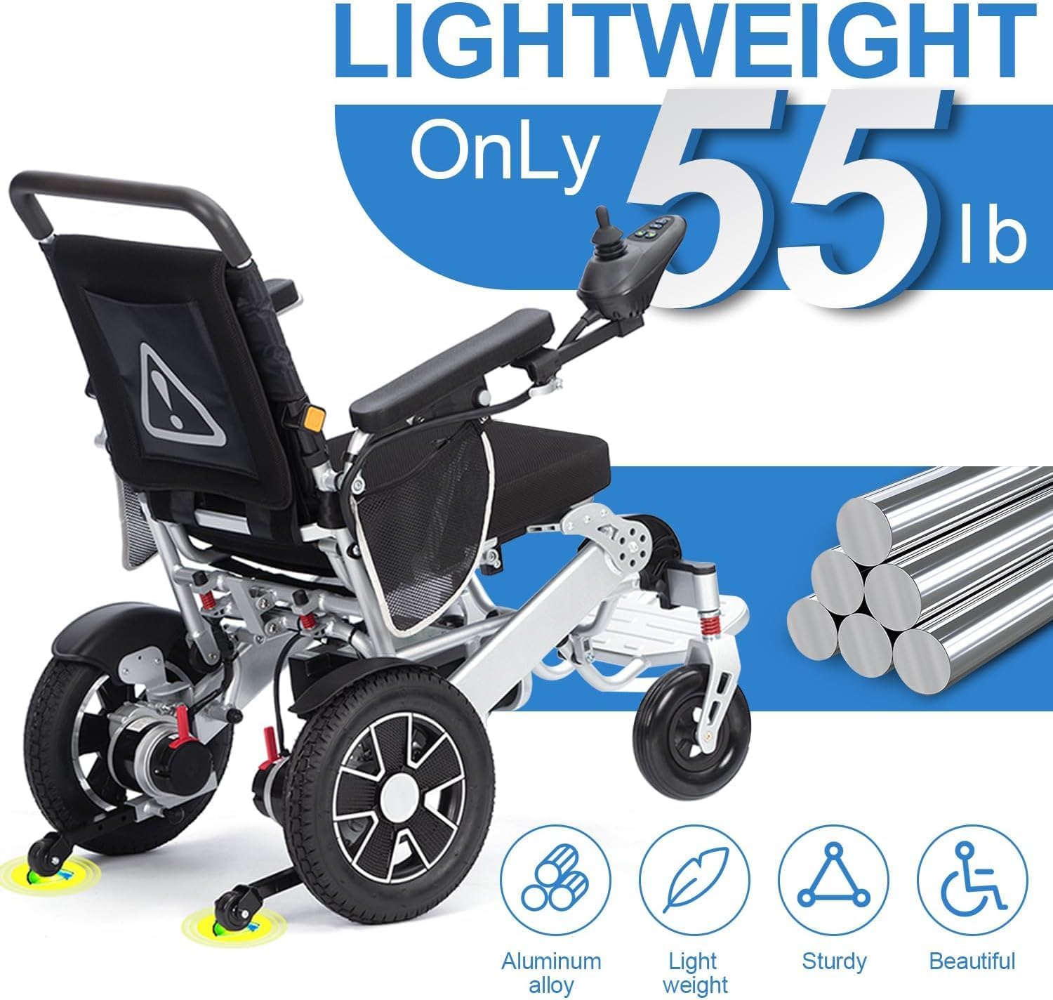 Electric Wheelchair for Adults, Lightweight Foldable, 20 Mile Range D4121