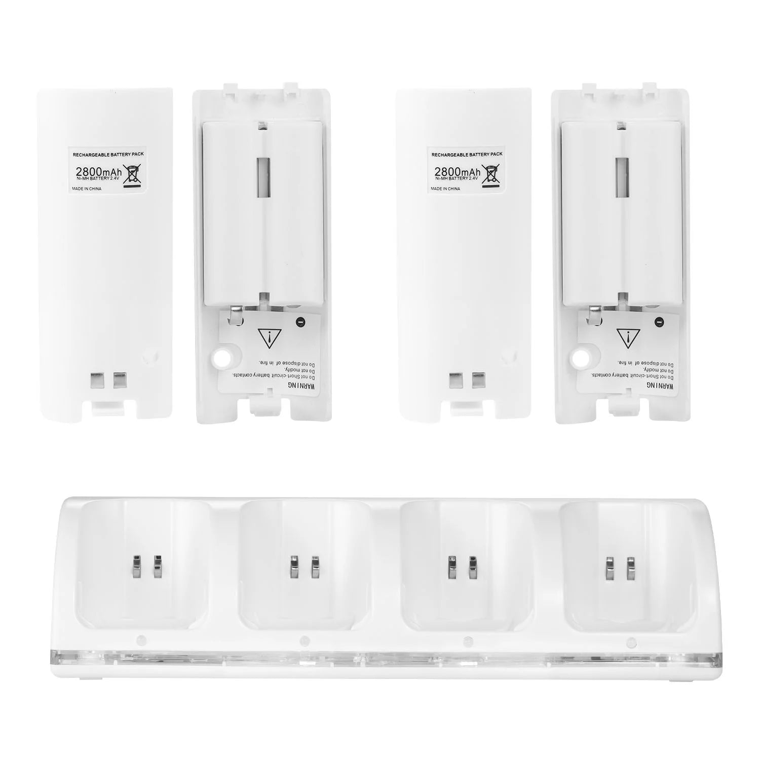 4 Remotes Charging Dock Game Controller Charger for Wii White N3112