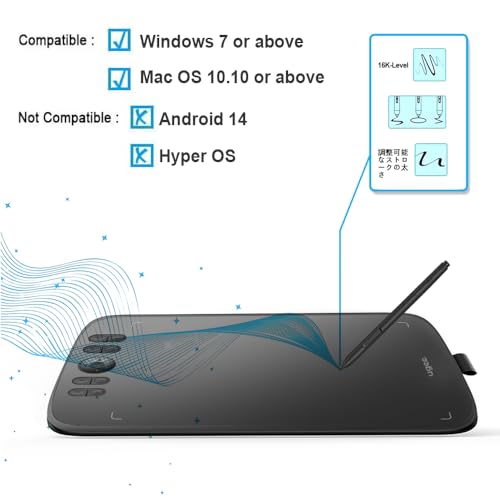 Graphics Drawing Tablet 10x6 Inch with 8 Hot Keys and Battery-Free Stylus R38382