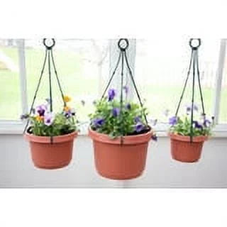 12 inch Terra Cotta Plastic Flower Pot with Saucer, Set of 5 W324