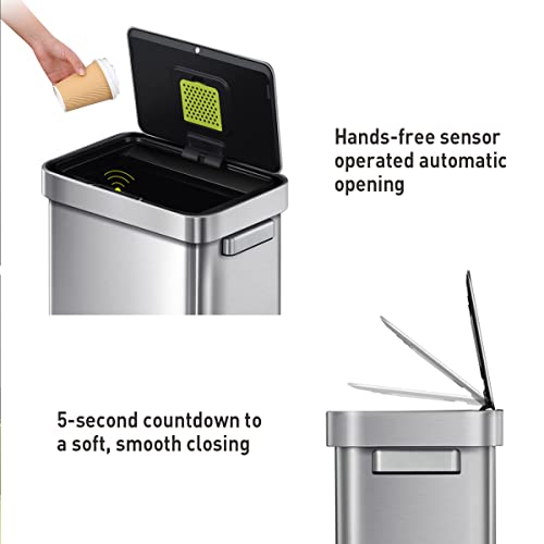 Touchless Motion Sensor Trash Can, 13.2 Gallon, Brushed Stainless Steel K748461