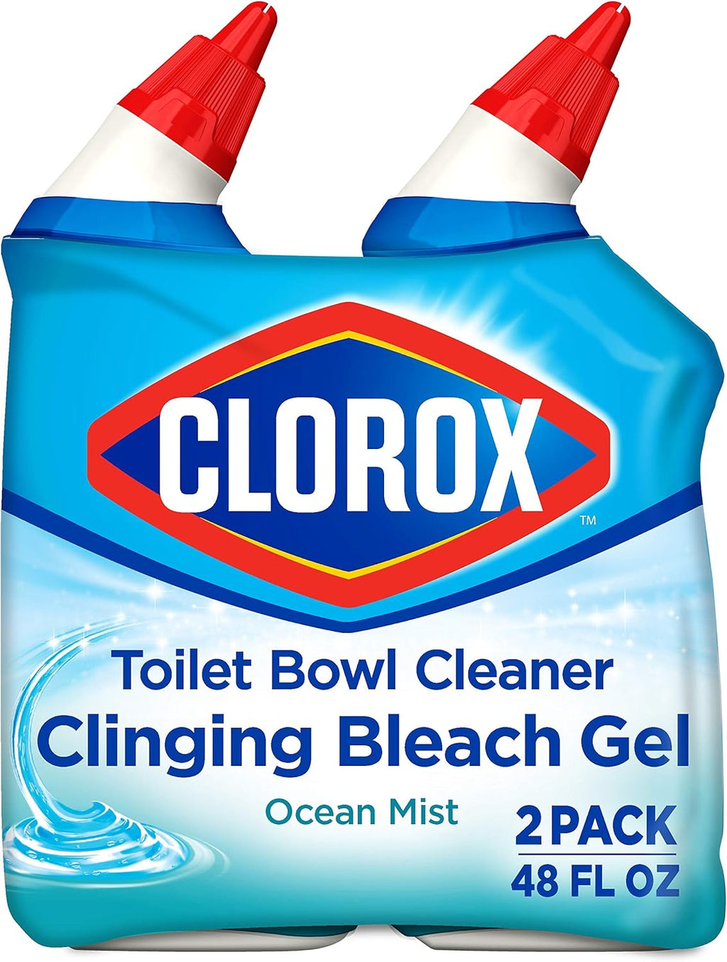 Toilet Bowl Cleaner, Clinging Bleach Gel, Ocean Mist, 24 oz, 2-Pack C6164
