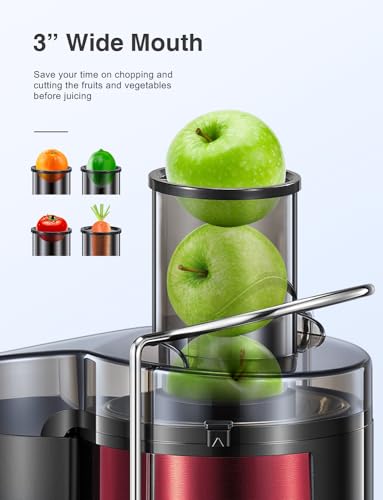 Juicer Machine, 800W Centrifugal Extractor with Wide Mouth Feed Chute, Stainless Steel, BPA-free V753
