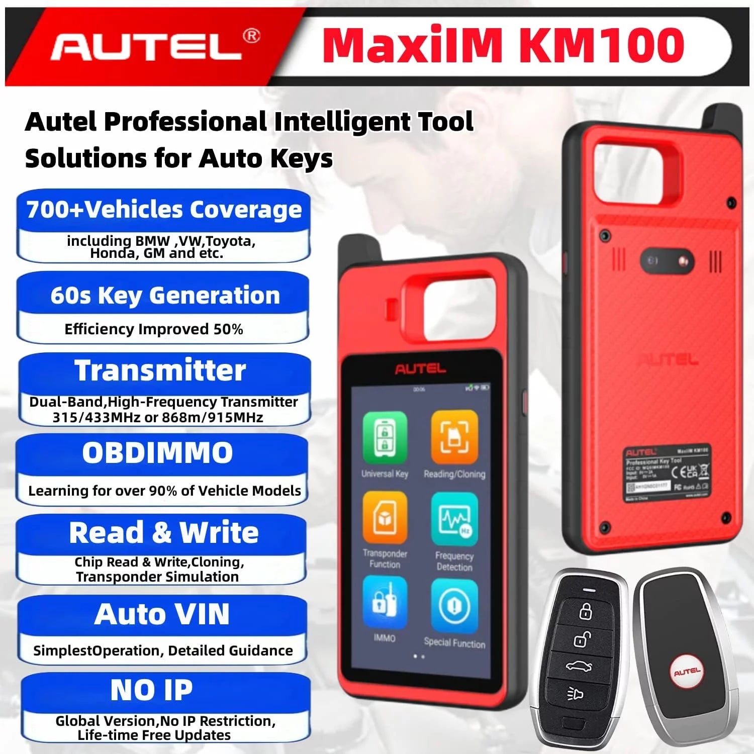 Key Fob Programmer Immobilizer Tool with Key Generation and Transponder Editing F589261