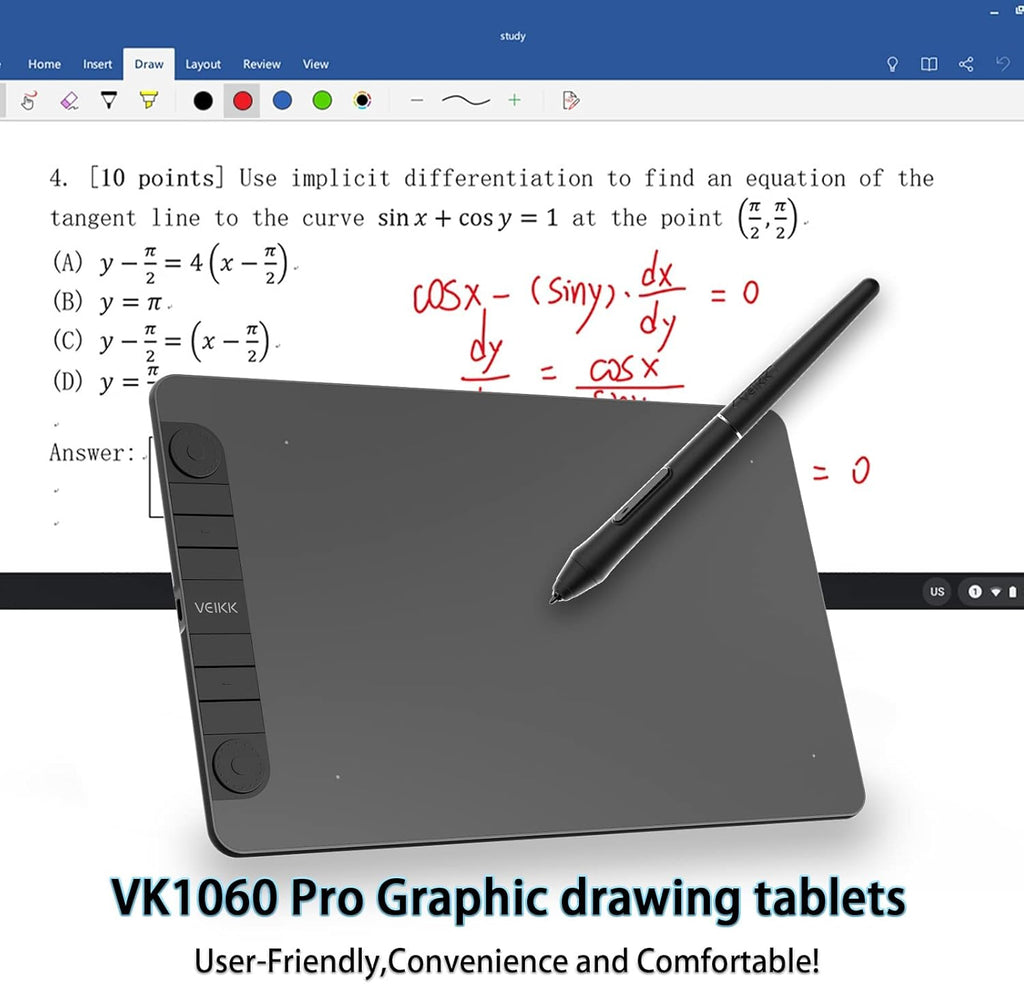 10 x 6 Inch Graphics Drawing Tablet with 8 Shortcut Keys, 8192 Levels Tilt Support P8103