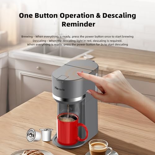 Single Serve Coffee Maker for K Cup and Ground Coffee, 6 to 12 oz Brew Sizes, Black D464070