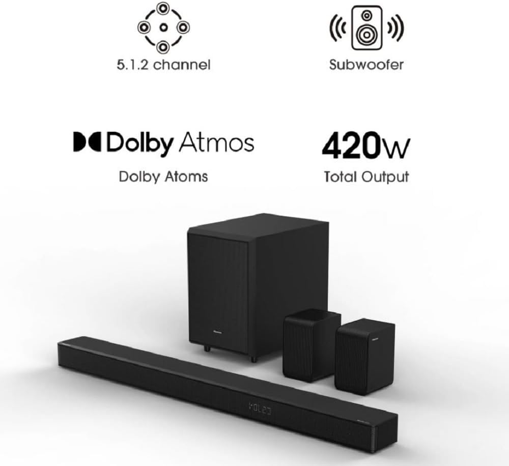 5.1.2ch 420W Soundbar with Wireless Subwoofer and Rear Speakers R32146