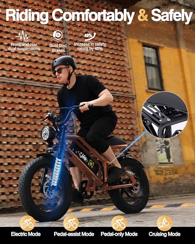 Electric Bike for Adults 1500W Peak Motor 20" Fat Tires 28MPH Removable Battery Dual Suspension 7-Speed X2728