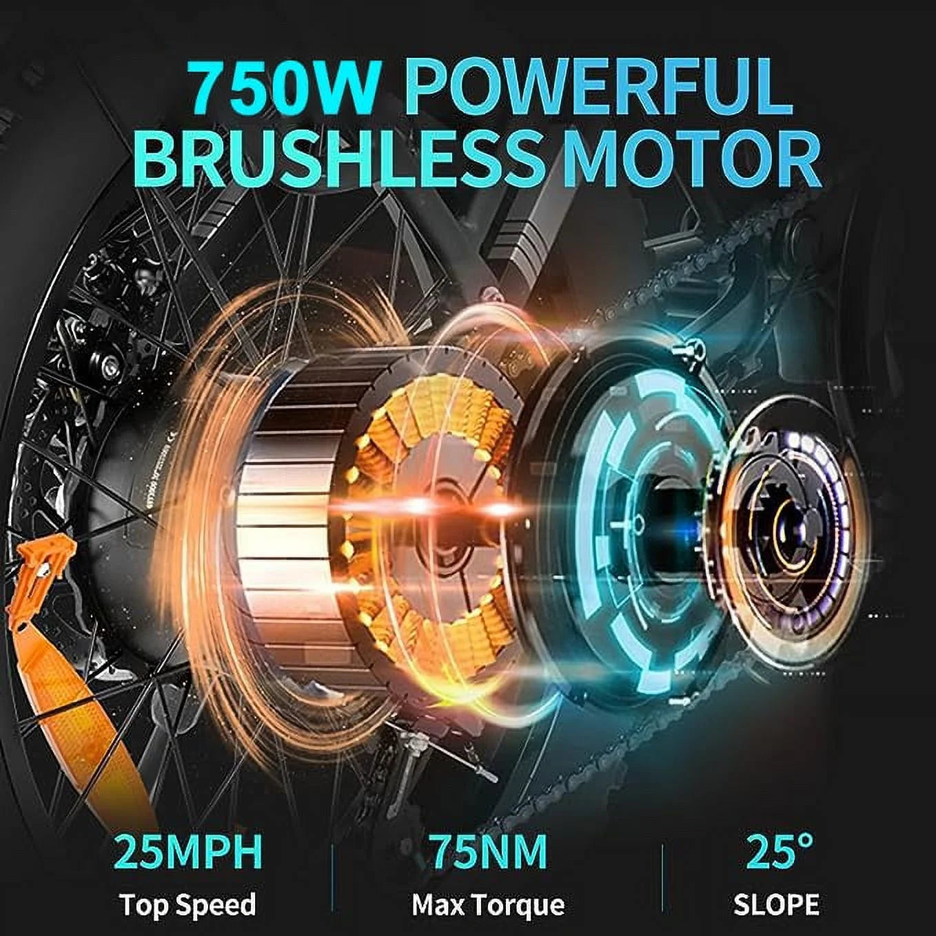 Electric Bike for Adults, 48V 15Ah Removable Battery, 20" Fat Tire Mountain Bicycle H86130