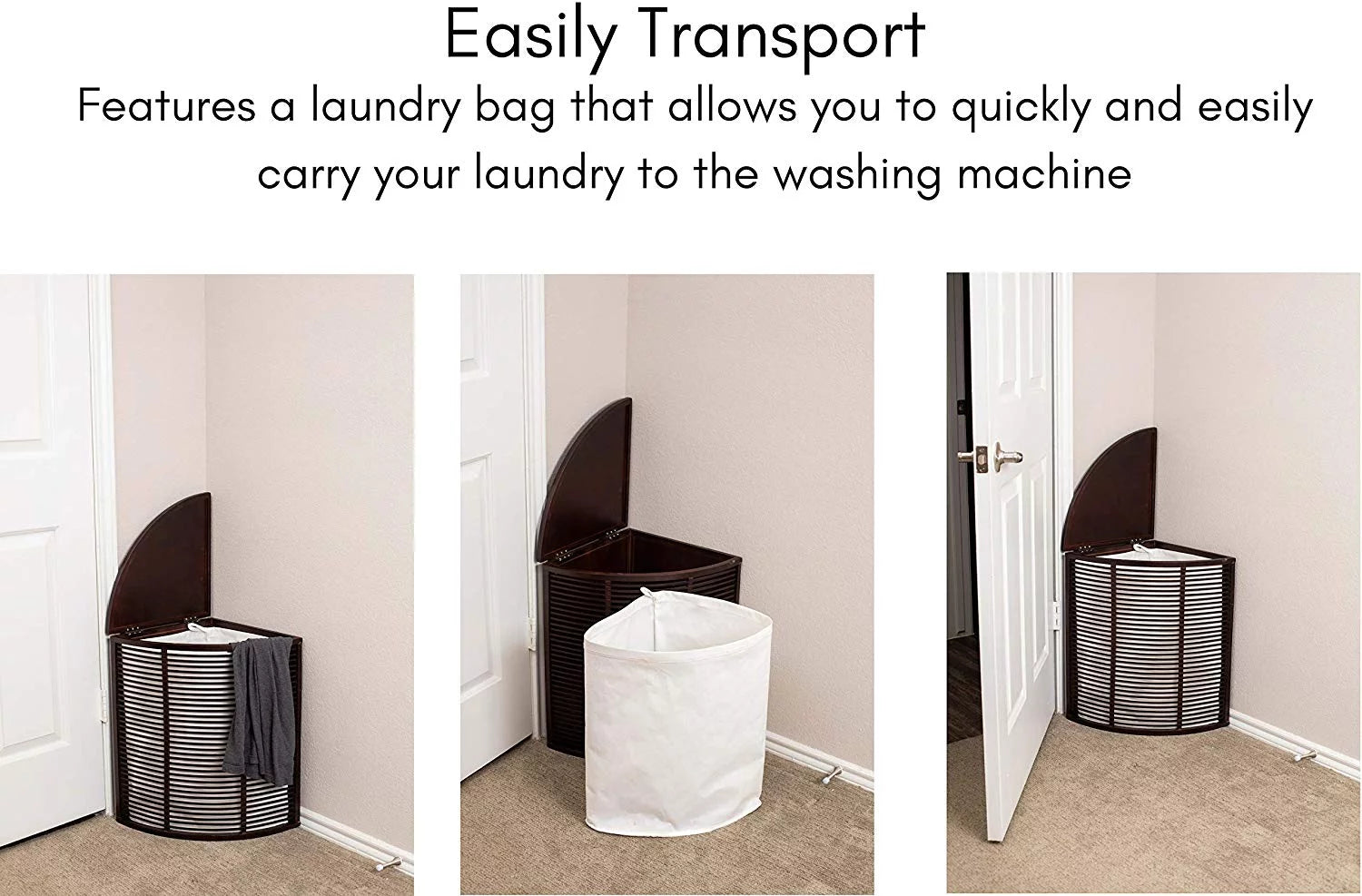 Compact Corner Laundry Hamper with Lid - Black N4413