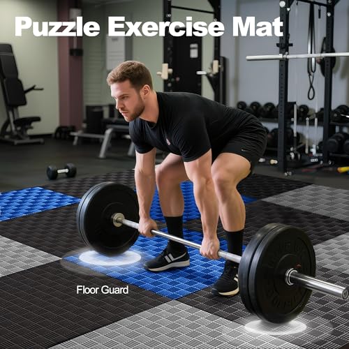 1" Thick EVA Interlocking Foam Gym Flooring Mat, 6 Tiles, Black M5857