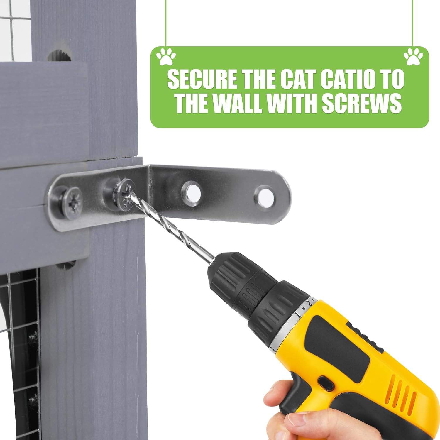 Outdoor Cat Enclosure with Window Access, Wooden Catio with Weather Protection Roof Q639