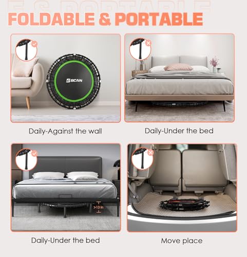Foldable Mini Trampoline for Adults with Durable Bungees V5441