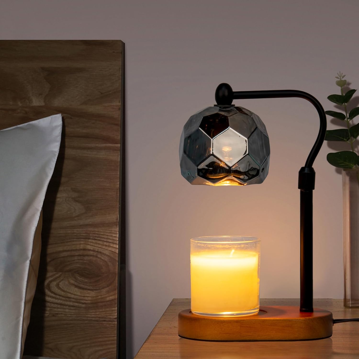 Candle Warmer Lamp with Timer, Adjustable Dimmer and Height, Wooden Base V8585