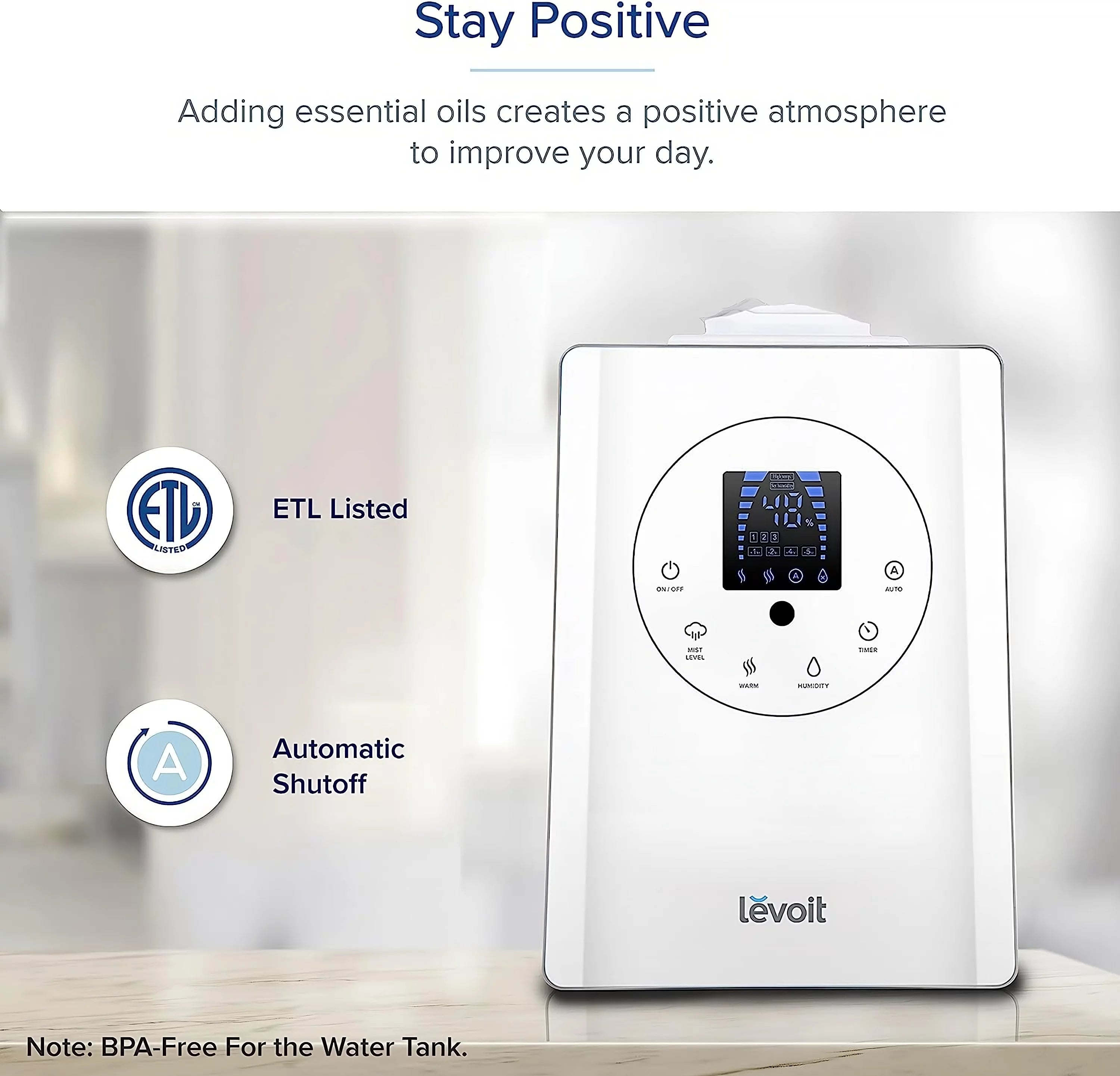 Warm and Cool Mist Humidifier, 6L, 753 sq ft R454