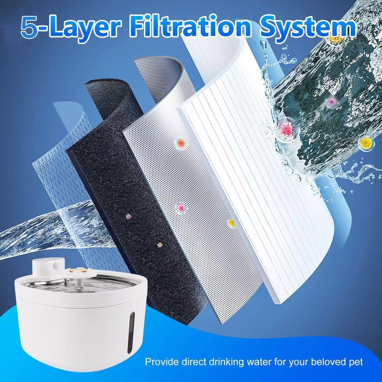 Automatic Dog Water Dispenser with Stainless Steel Tray, 2.6L Z656188