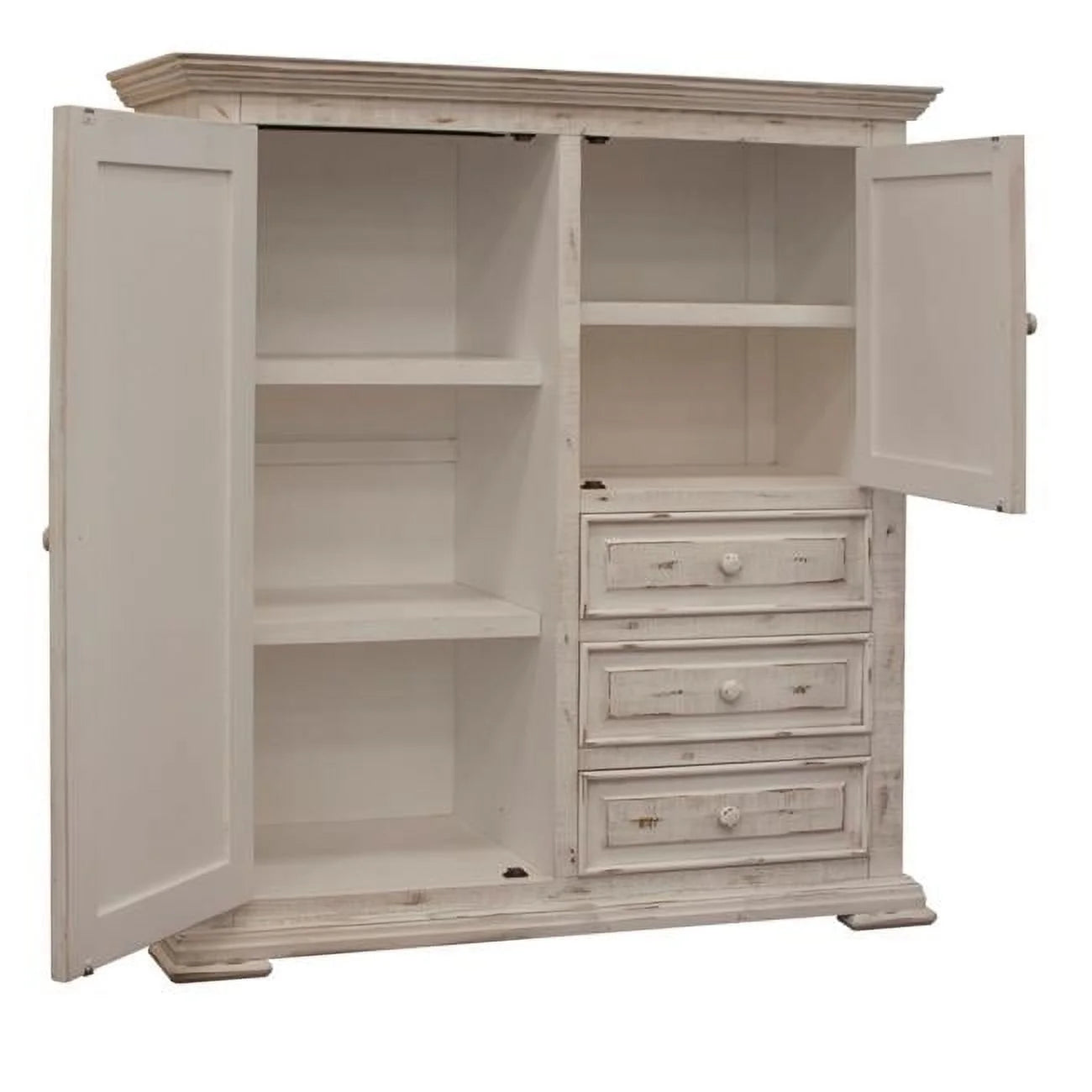 55 in. Solid Wood Three Drawer Gentlemans Chest, White