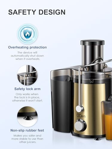 Juicer Machine, 800W Centrifugal Extractor with Wide Mouth Feed Chute, Stainless Steel, BPA-free V753