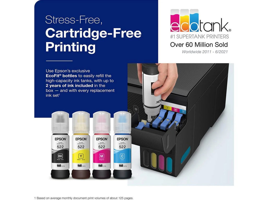 Wireless All-in-One Supertank Printer with Scan and Copy - Black J1249