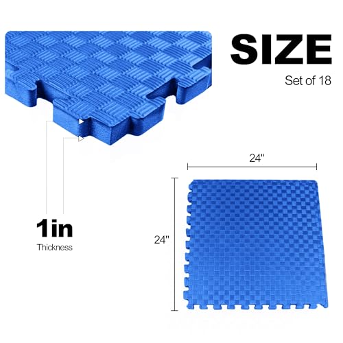 1" Thick EVA Interlocking Foam Gym Flooring Mat, 6 Tiles, Black M5857