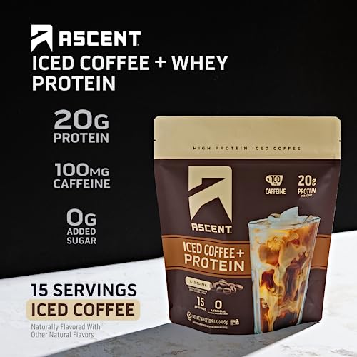Iced Coffee Protein Powder, 20g Protein & 100mg Caffeine, Zero Artificial Flavors, 15 Servings B934503