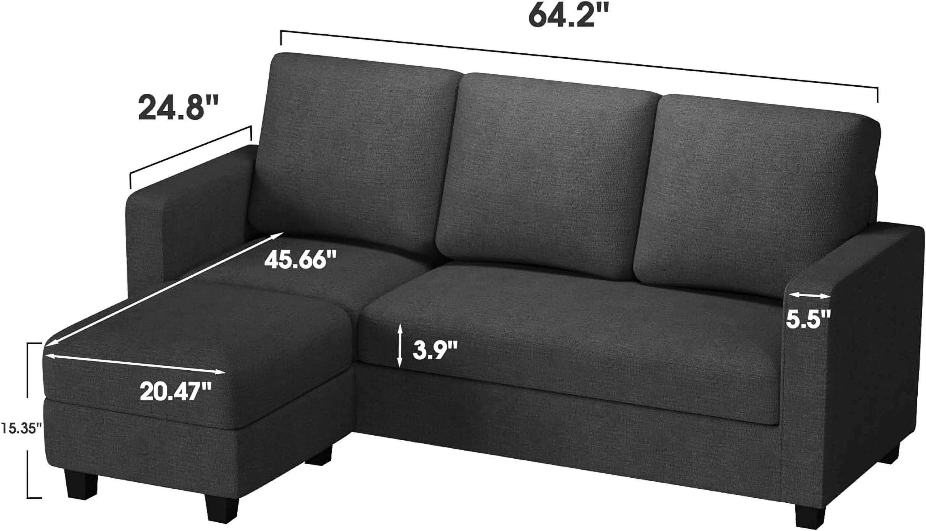 L-Shaped Sectional Sofa with Reversible Chaise, Dark Grey C326704