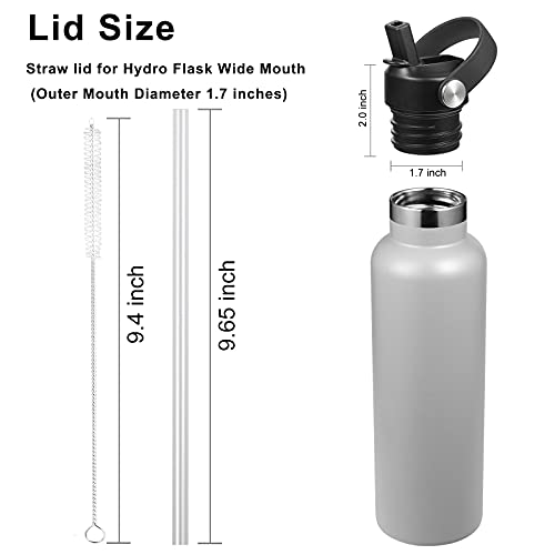 Straw Lid Replacement with Flexible Handle for Standard Mouth Bottles M1259