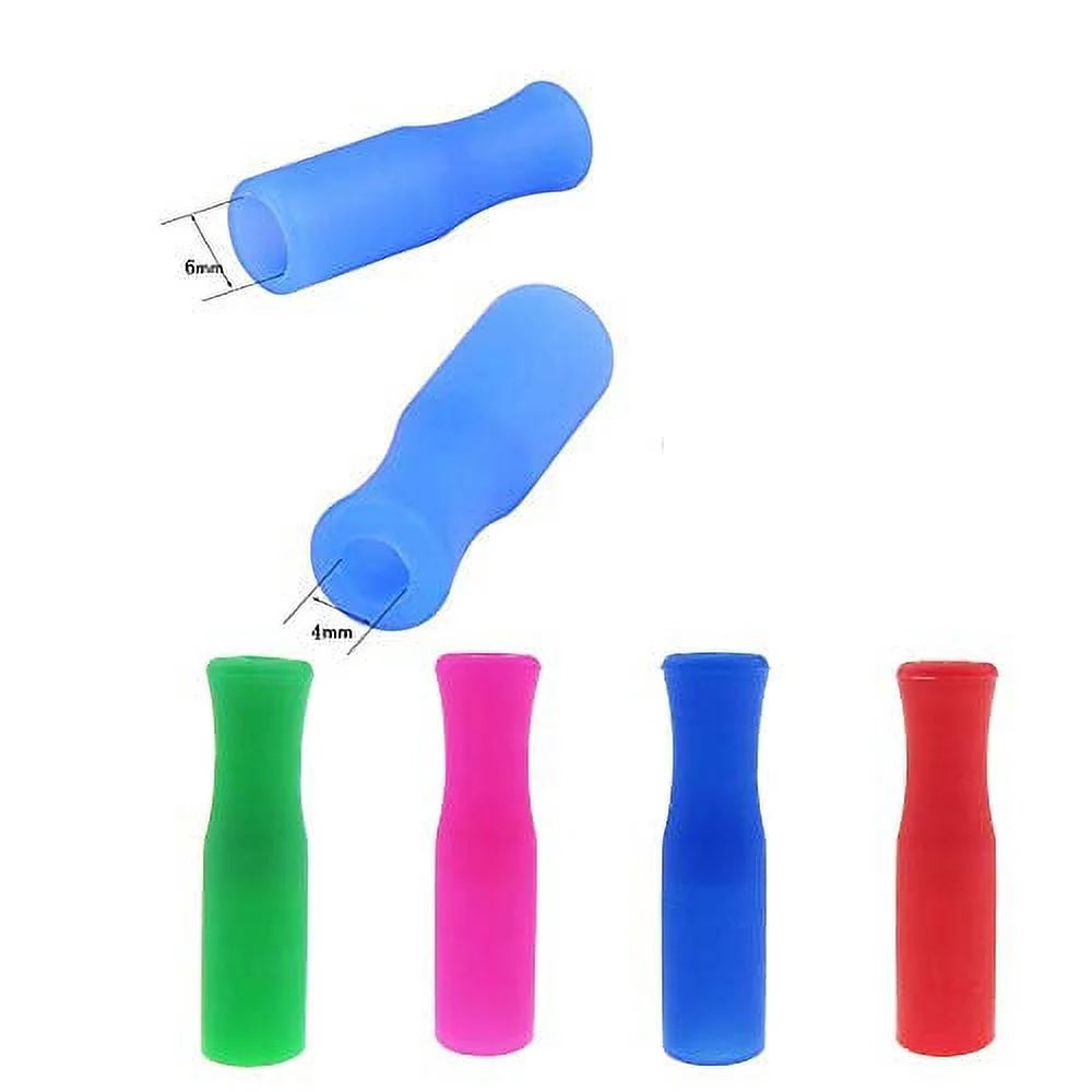 12 Inch Reusable Stainless Steel Straws with Silicone Tips and Cleaning Brush M303862