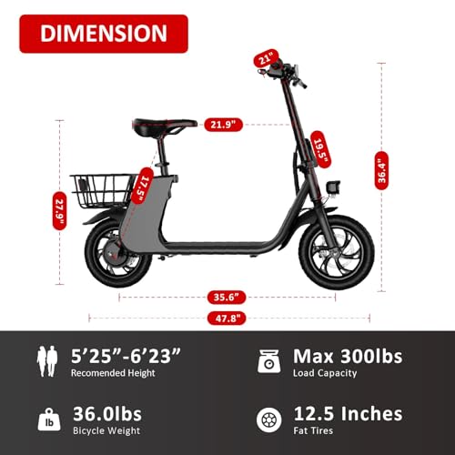 Electric Scooter with Seat, 20 Miles Range, Foldable for Adults N1556