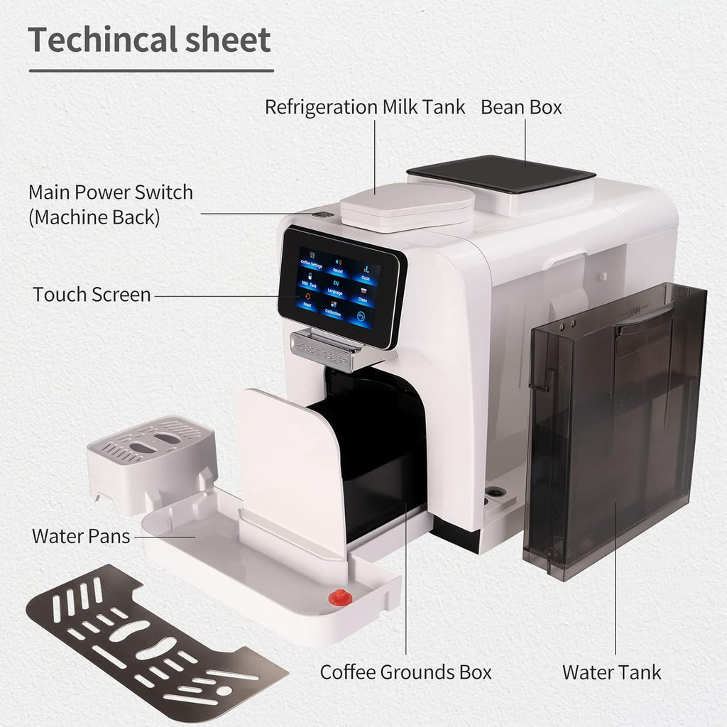 Automatic Espresso Coffee Machine with Milk Jug and Built-in Refrigerator S31347