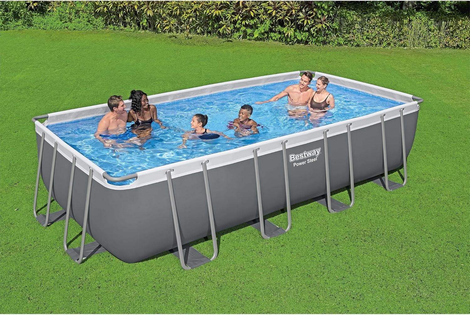 Rectangular Above Ground Swimming Pool Set with Sand Filter Pump G3747
