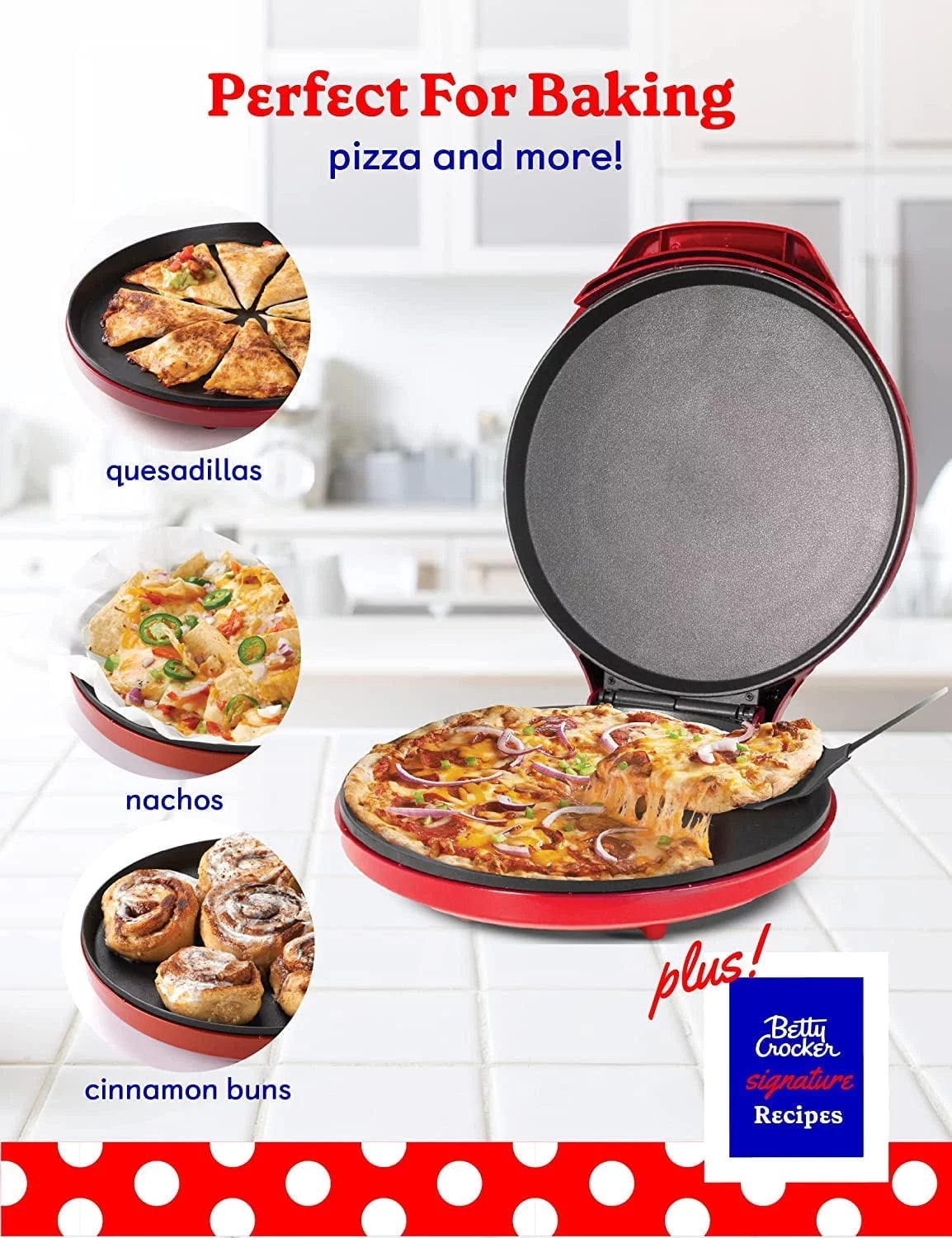 Countertop Pizza Maker with Pizza Cutter and Parchment Paper Y5982