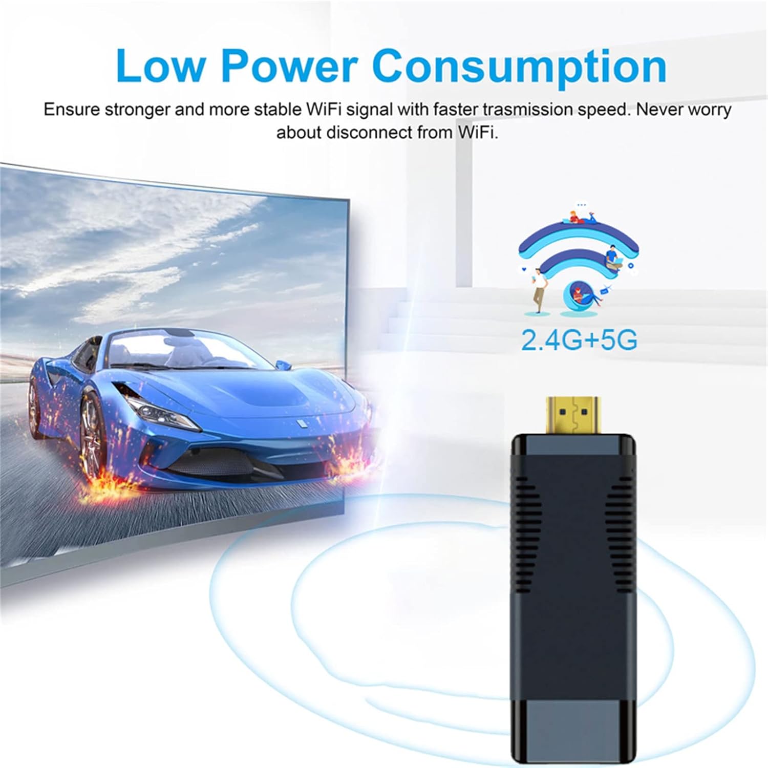 TV Stick Android TV Box 4K WiFi Bluetooth Voice Remote 1GB+8GB U11242